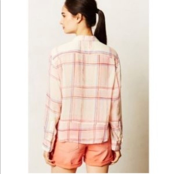 Holding Horses Pink Plaid Flannel Sheer Flowy Top - Picture 3 of 8